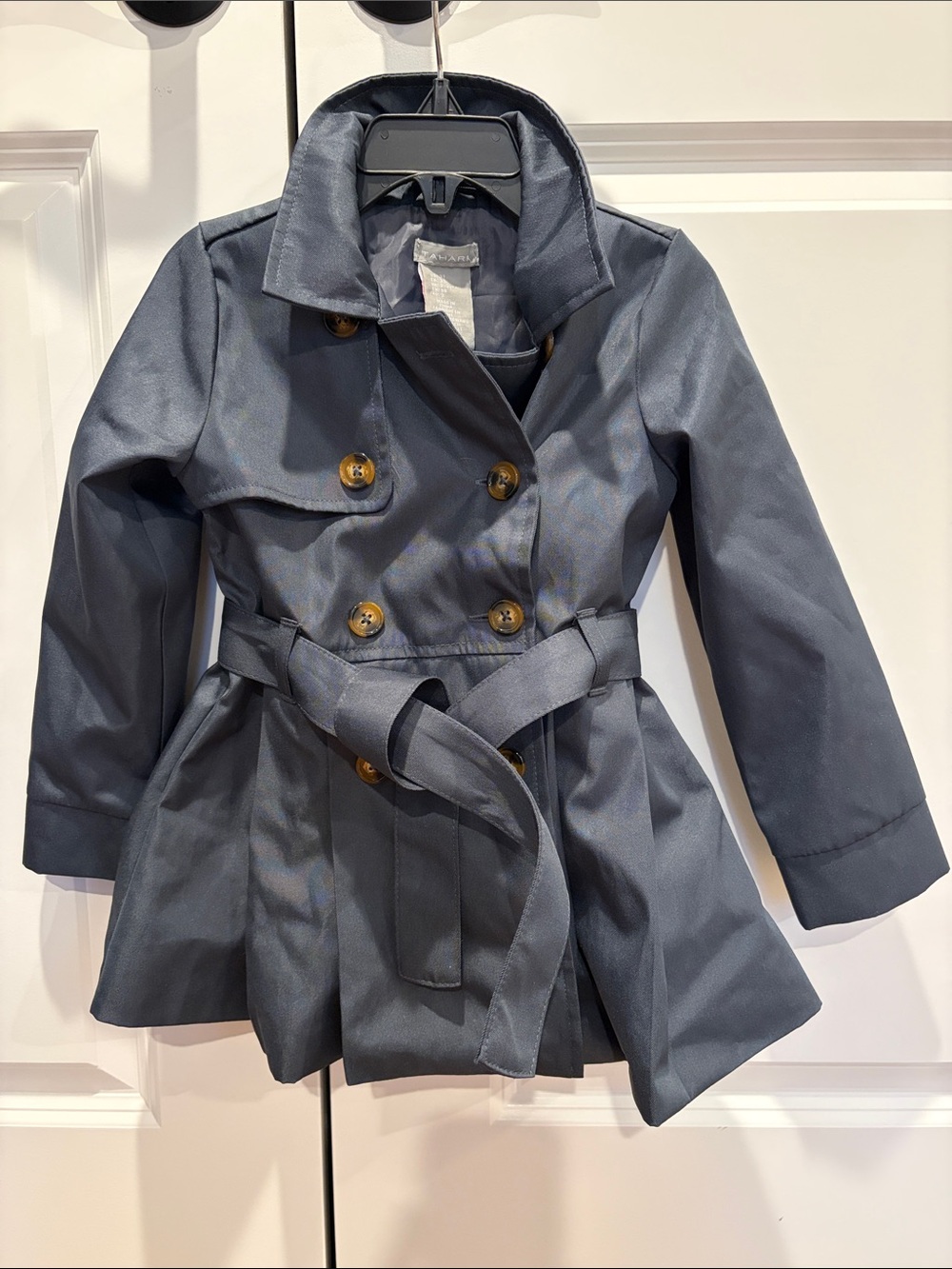 Tahari Girls Navy Double-Breasted Trench Coat